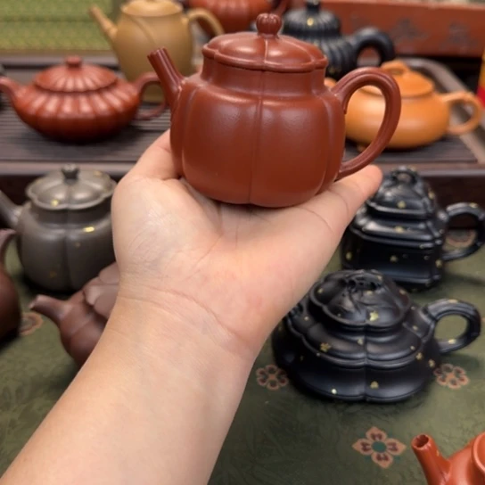 紫砂茶壶宜兴紫砂繁花朱泥