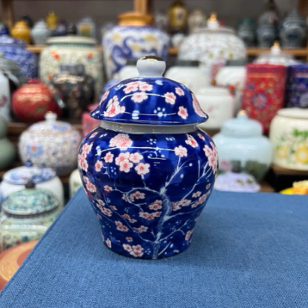 冰梅小号将军罐陶瓷密封罐茶叶罐分茶罐一罐多用