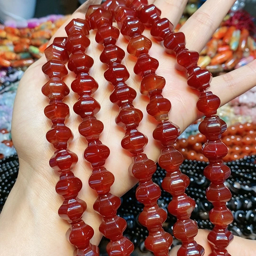 玛瑙/玉髓散珠天然红玛瑙灯笼14mm一条