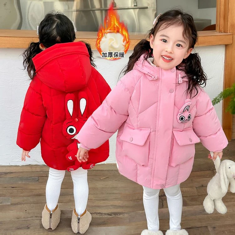 女童新款冬季棉袄儿童韩版洋气加绒加厚保暖棉服小童公主棉衣冬装