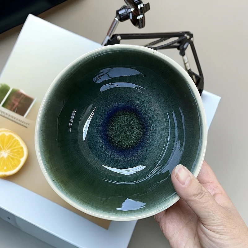 ｛2个装｝北欧沙拉碗窑变绿渐变异形碗创意大号纯手工辣3010微瑕