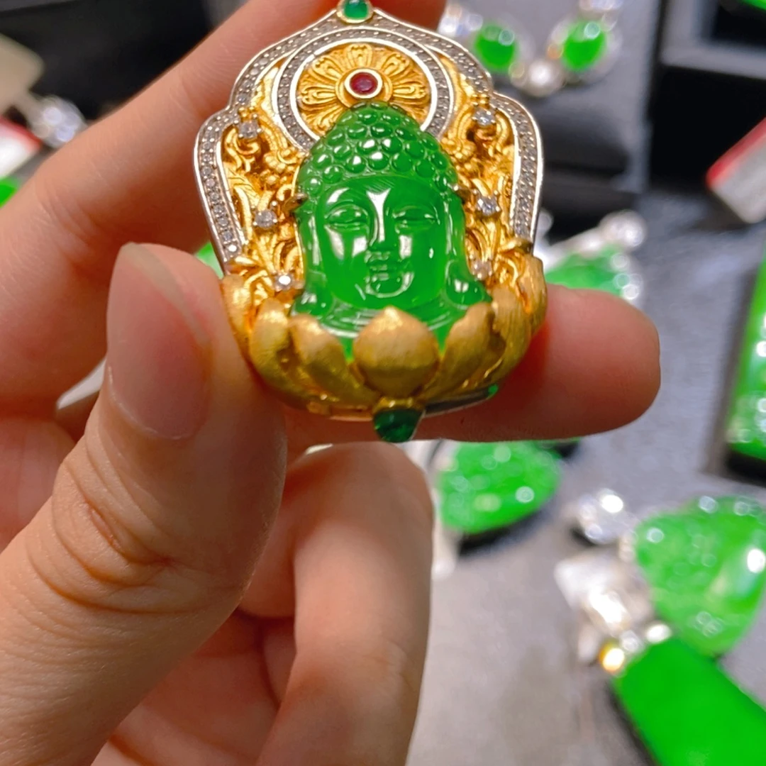 吊坠(不含链)银S925镶嵌翡翠