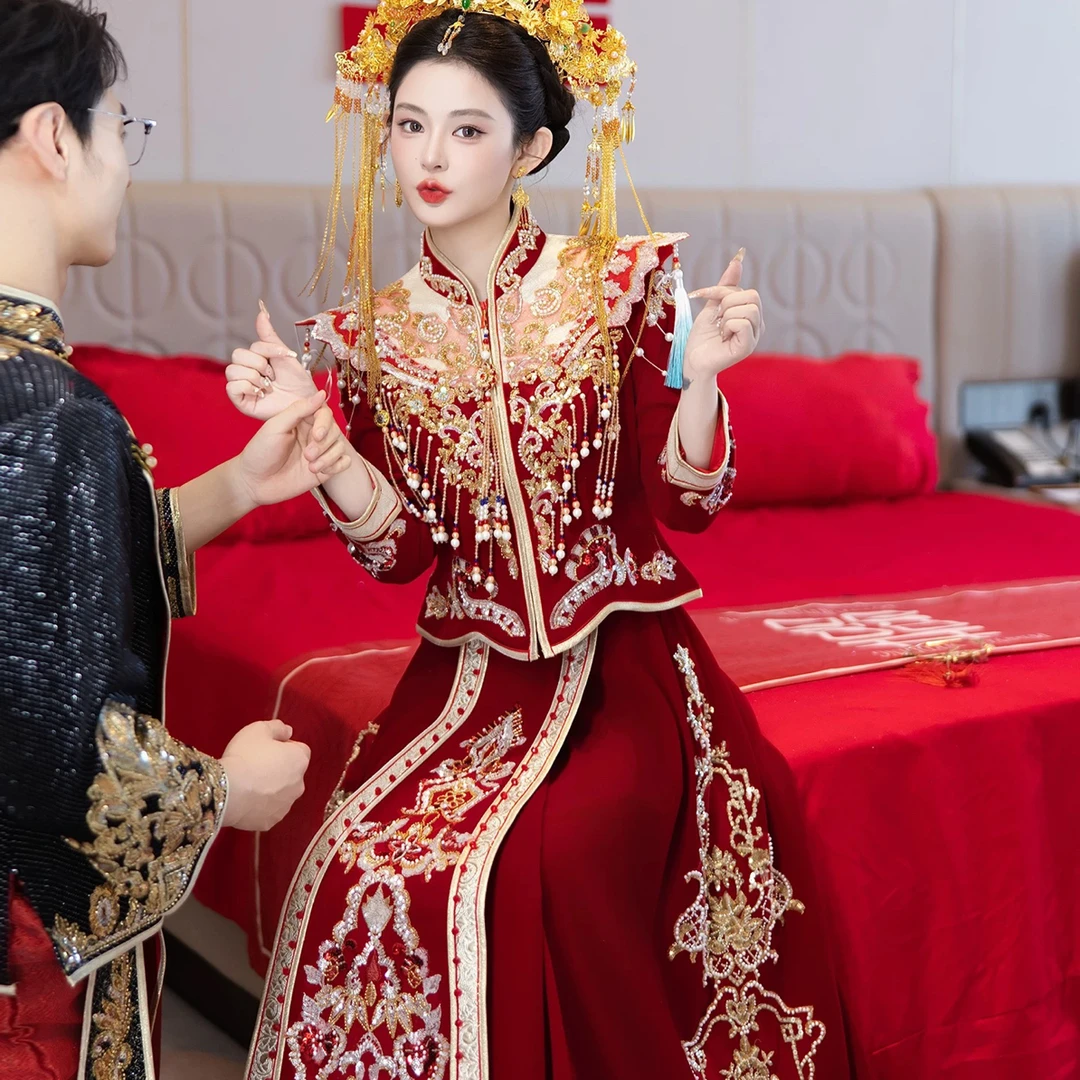 2025新款秀禾服婚服重工新娘结婚礼服小个子中式敬酒服秀和服春季