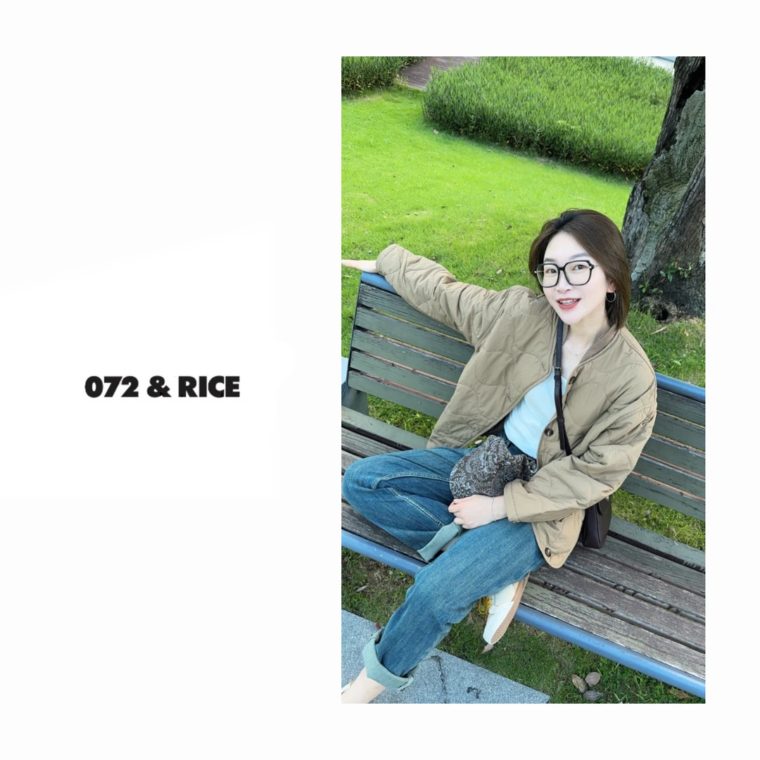 072 & RICE【豪格】秋季休闲螺纹领绗缝棉服外套 A-32WHZY05