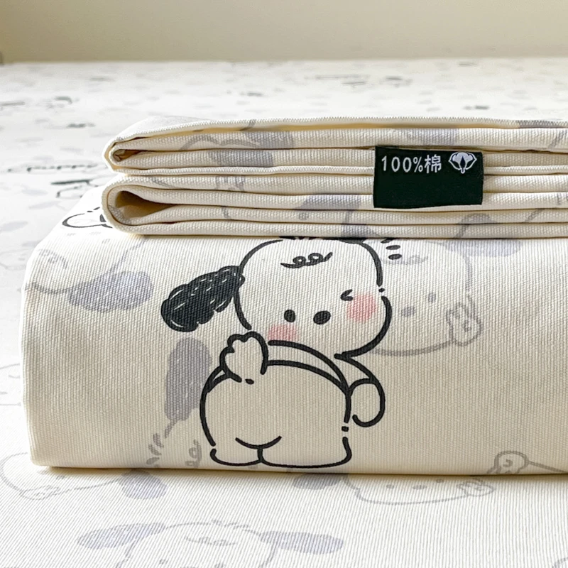 新款卡通纯棉老粗布单子被单学生宿舍透气吸汗凉席三件套四季款