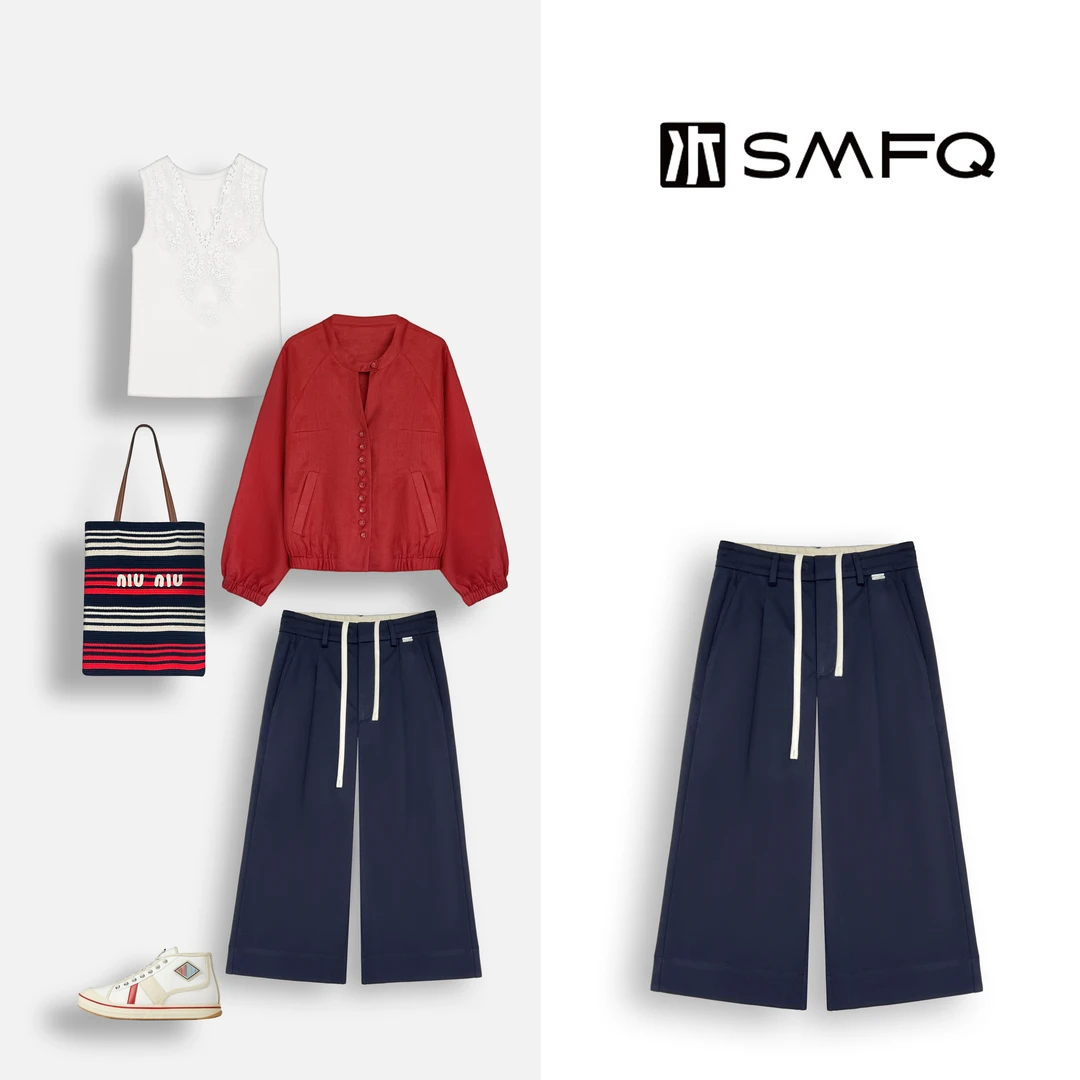 水木夫妻“调性七分裤“莱赛尔天丝 老钱抽绳腰调性七分裤SMFQ2821