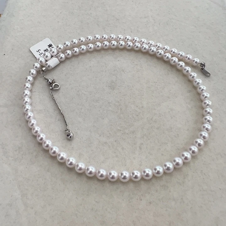 海水珍珠颈饰银S925镶嵌ak彩凛项链5-5.5mm大证