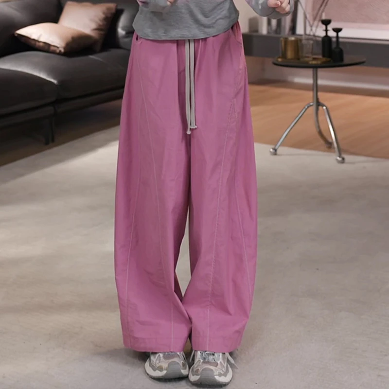 韩版时尚运动休闲裤子女春秋夏季新款高腰宽松廓形显瘦百搭阔腿裤