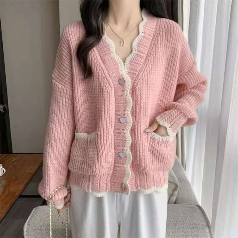 【201-250】慵懒风毛衣外套套头女秋冬宽松加厚温柔风软糯针织开衫