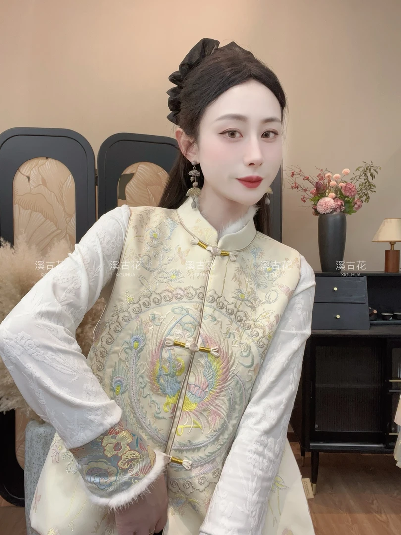 【彩凤凰春款】春款新中式刺绣凤凰马甲女时尚气质百搭显瘦