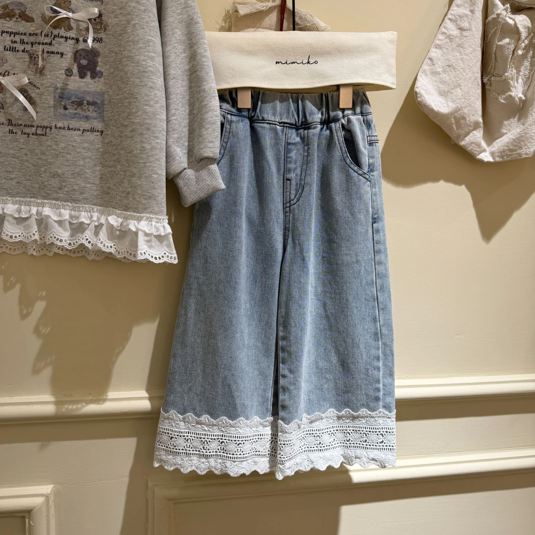 【布尔乔亚】女童春款款牛仔裤时尚长裤百搭韩版小众设计感韩国童装