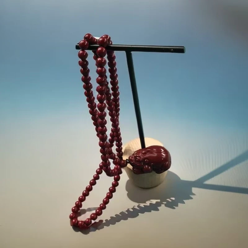 含辰砂工艺品貔貅吊坠108链卡6mmZ54