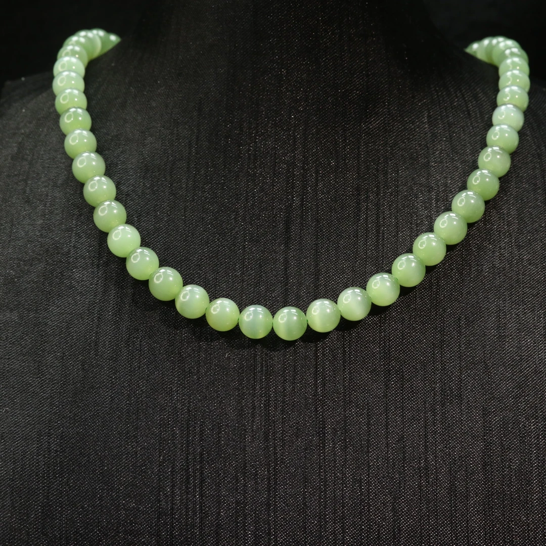 16和田玉18K金碧玉一线话猫项链/600275上海嘉禾拍卖