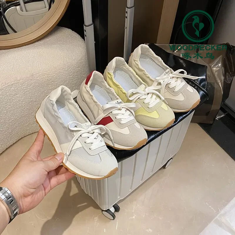 阿甘鞋女2025新款芭蕾德训鞋系带复古百搭轻便透气运动小白鞋单鞋