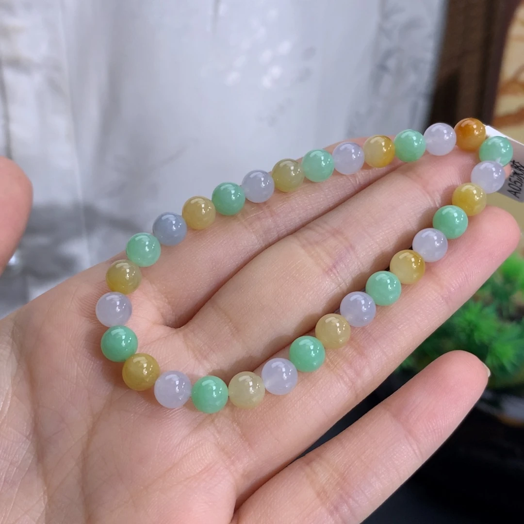 翡翠未镶嵌手串卡6.0细润多宝手串