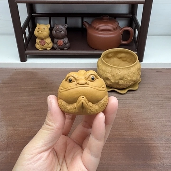 茶案段泥可以插香的金蟾茶宠