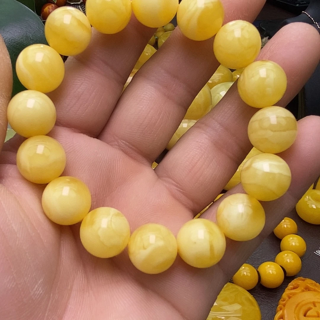 蜜蜡未镶嵌珠宝奇石花蜡手串