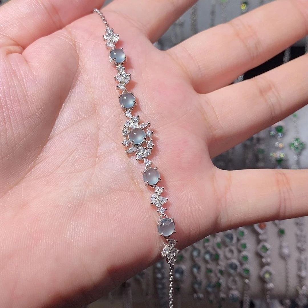 银S925镶嵌手链翡翠o i k