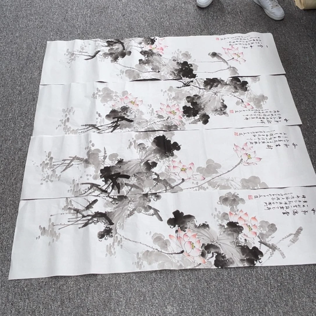 国画卖字画的小男孩