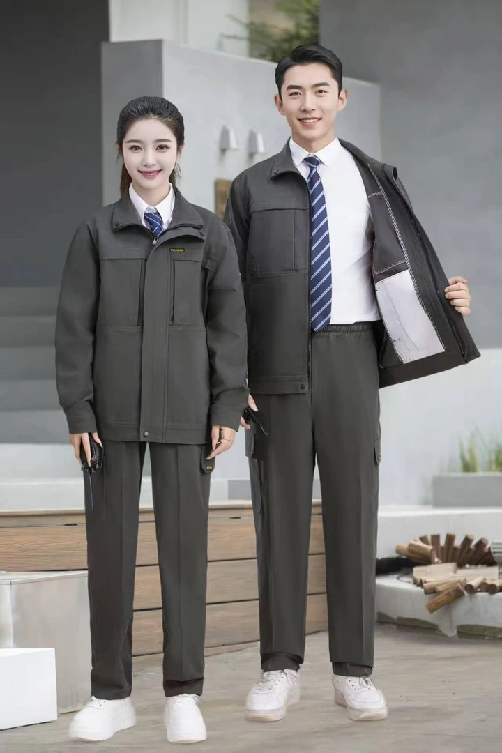 四季纯棉工作服套装电焊焊工松紧裤腰多口袋劳保工作服