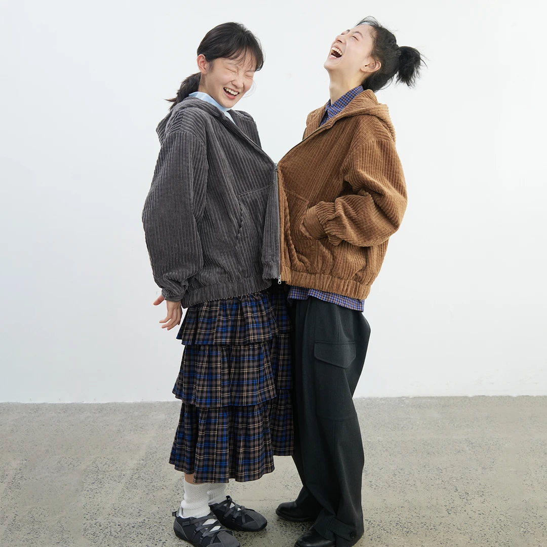 【巴恩外套】步履不停 25年春季全棉粗坑灯芯绒卫衣外套连帽开衫