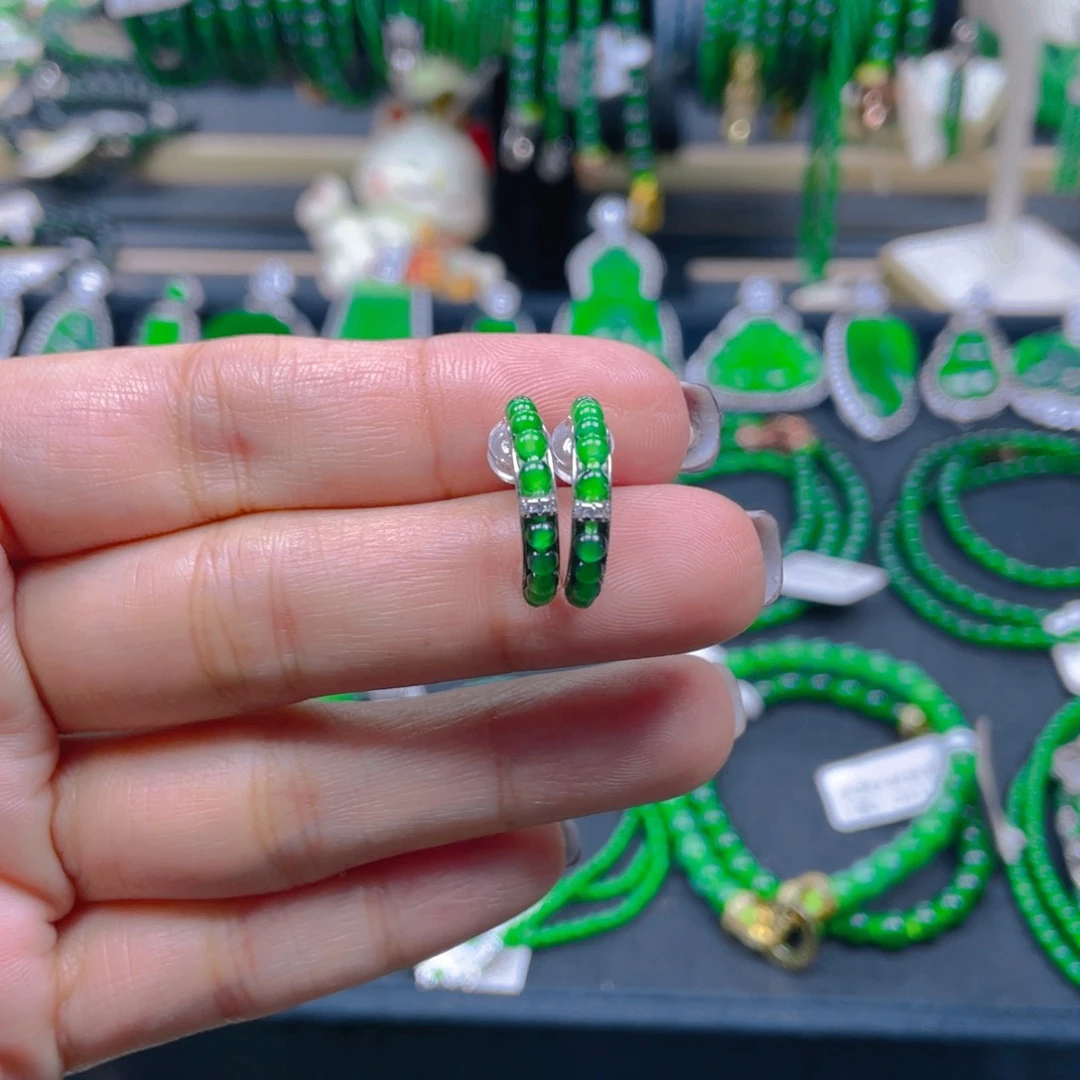 未镶嵌翡翠耳饰圆珠耳圈