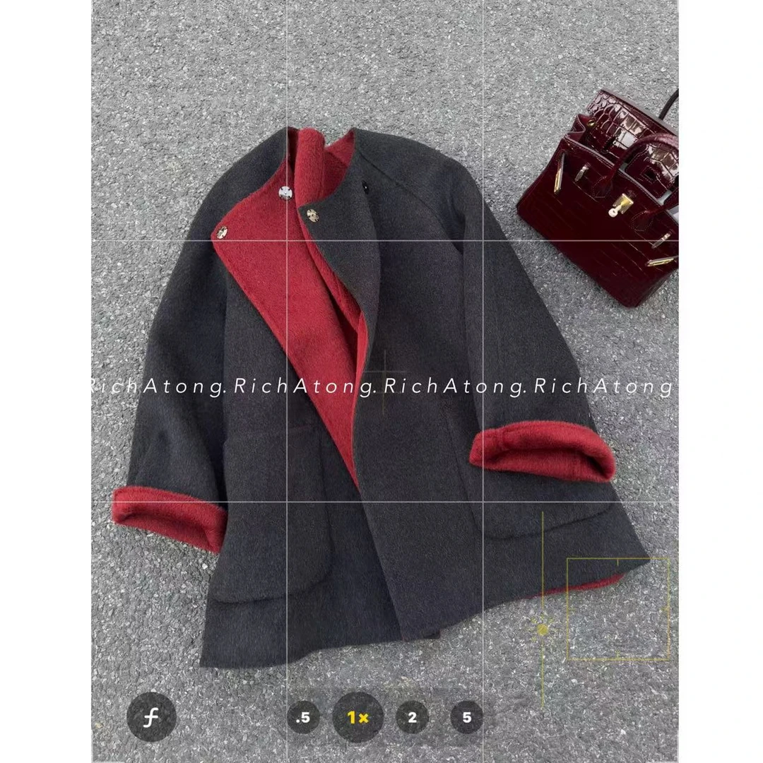atong/阿彤-【黑红】-2025 新款新年款双面双色大牌手工大衣