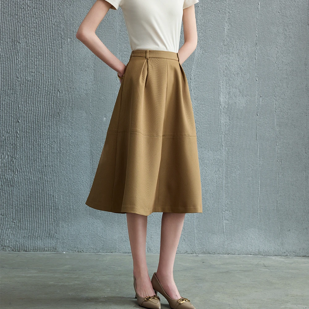 【伍老师身上同款】2025年新款气质显瘦压褶A字裙