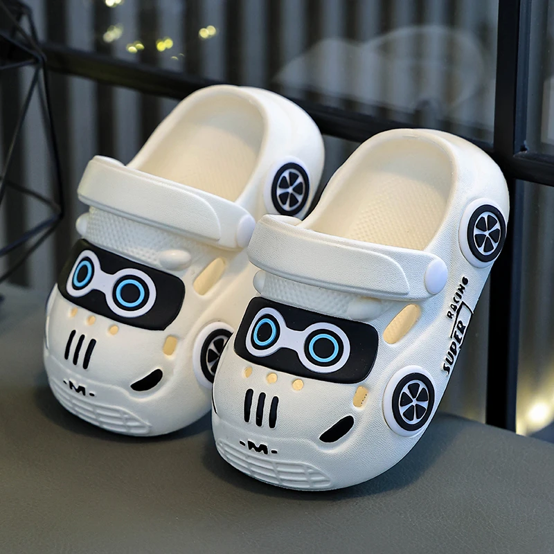 可爱EVA拖鞋夏季卡通男童女软底室内外小汽车宝宝包头洞洞凉拖鞋