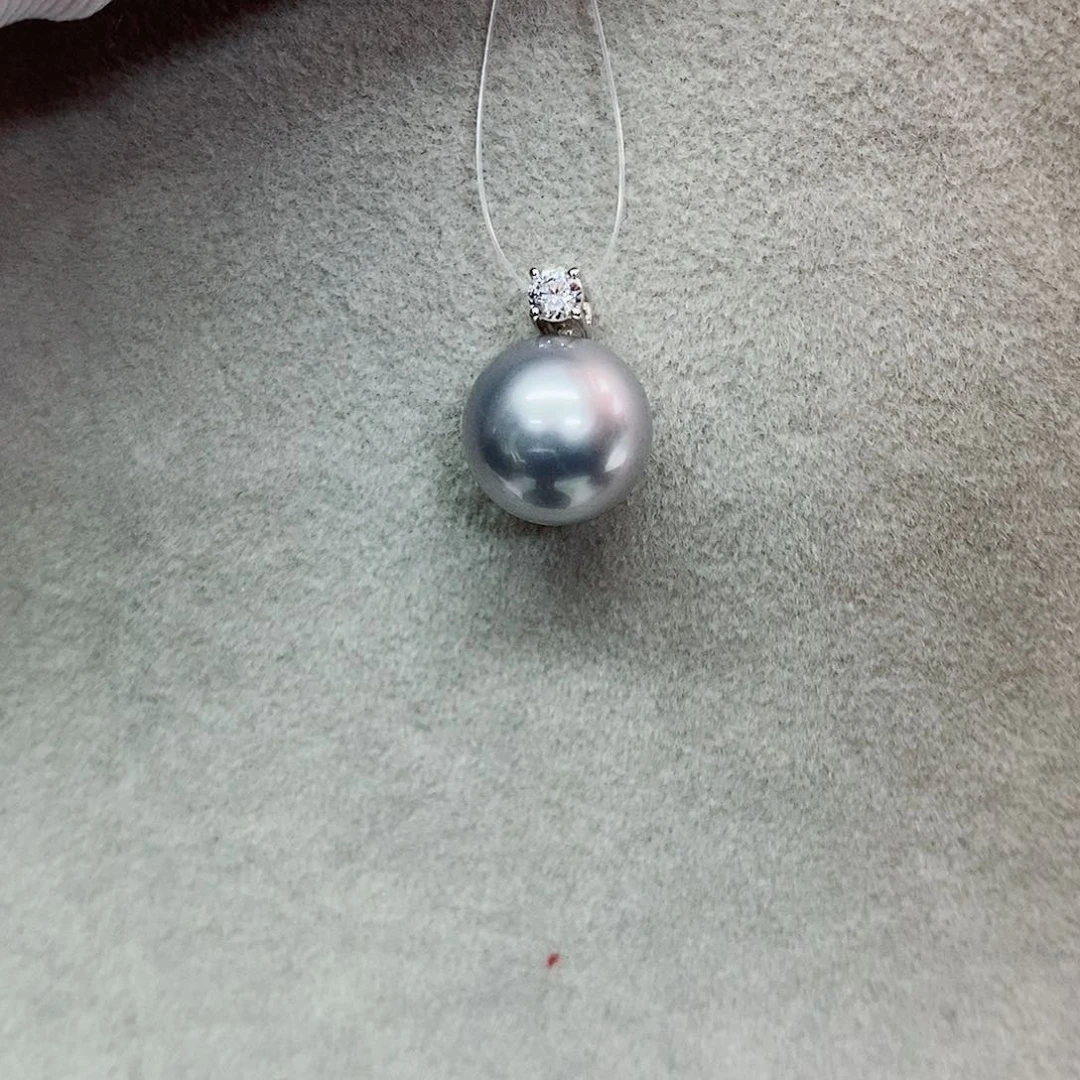 吊坠(不含链)18K金镶嵌海水珍珠10-11