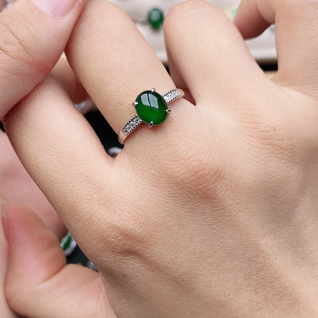 翡翠银S925镶嵌戒指