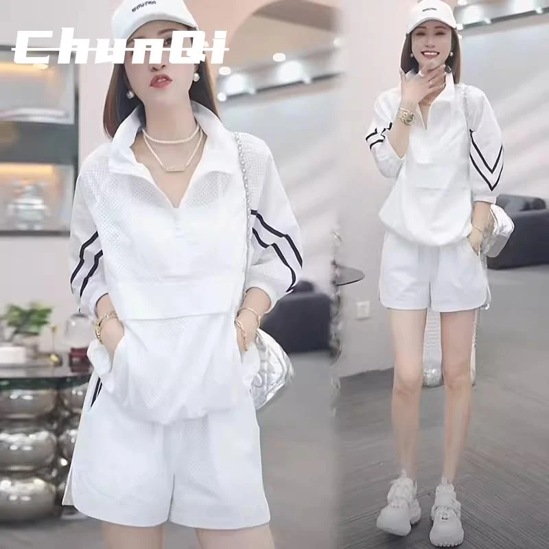 淳启女士休闲运动服套装夏季新款防晒衣短裤时尚两件套爆款小个子