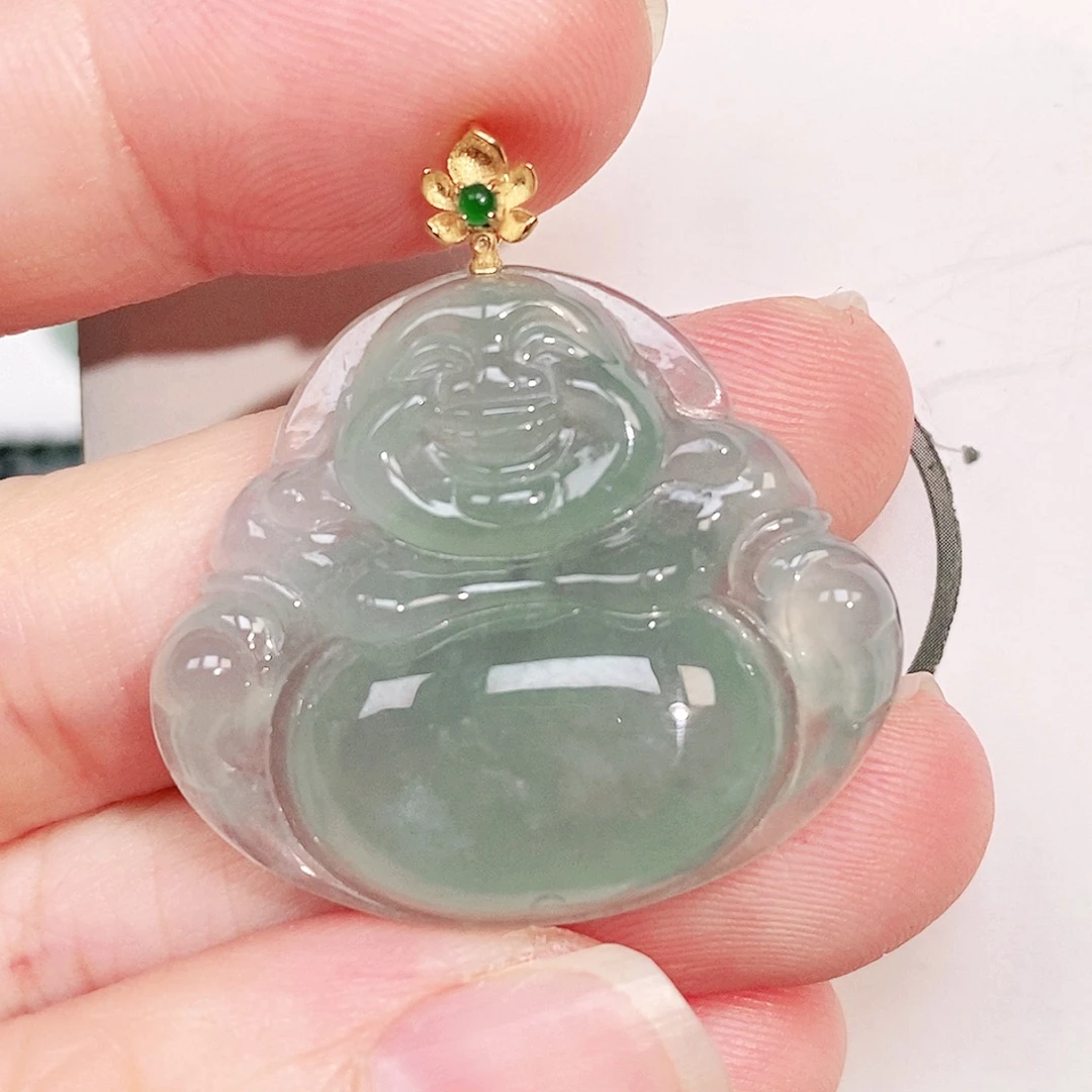 翡翠18K金镶嵌颈饰