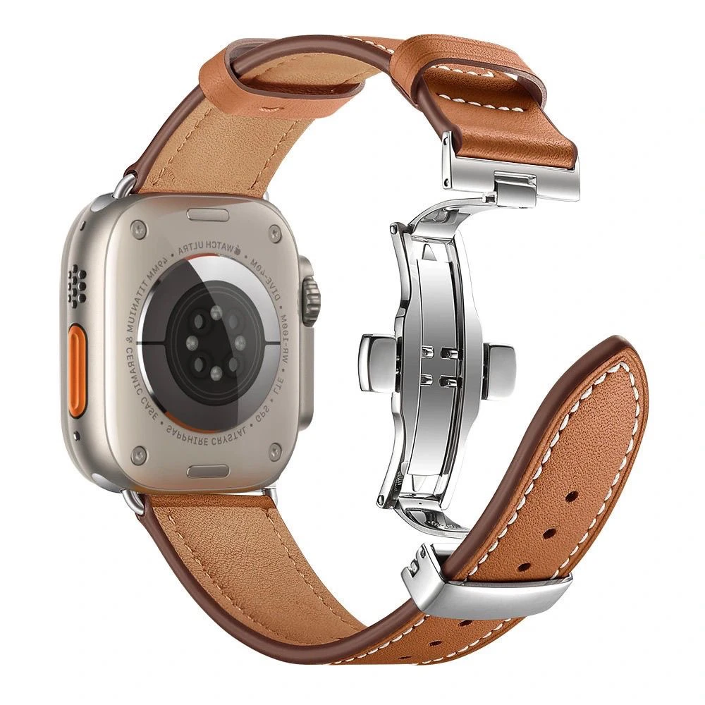 适用 iwatchs11/10/9代苹果手表带真皮蝴蝶扣苹果手表apple watch