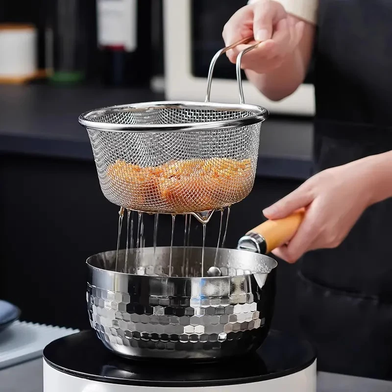304不锈钢沥水篮漏勺细网网篮过滤网厨房洗菜盆火锅家用淘米神器