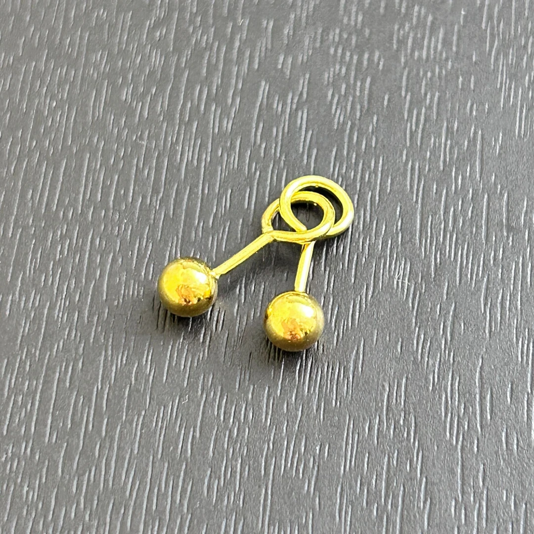 【店长专享】足金999 精工光面豆豆耳钉ZBHJE557