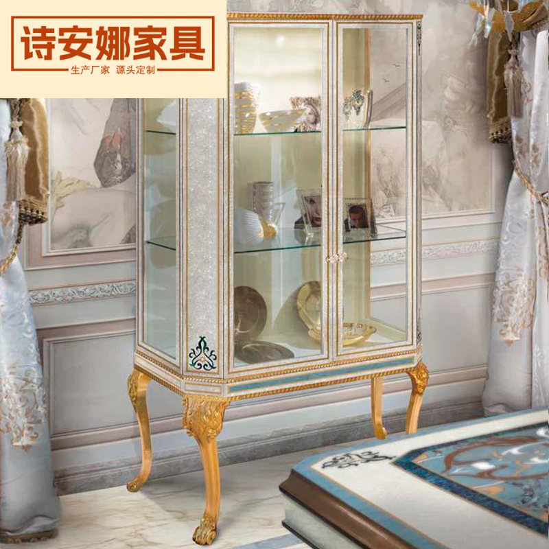 卡斯帕尼法式实木贝壳单双门酒柜展示柜欧式储物别墅客厅定制家具