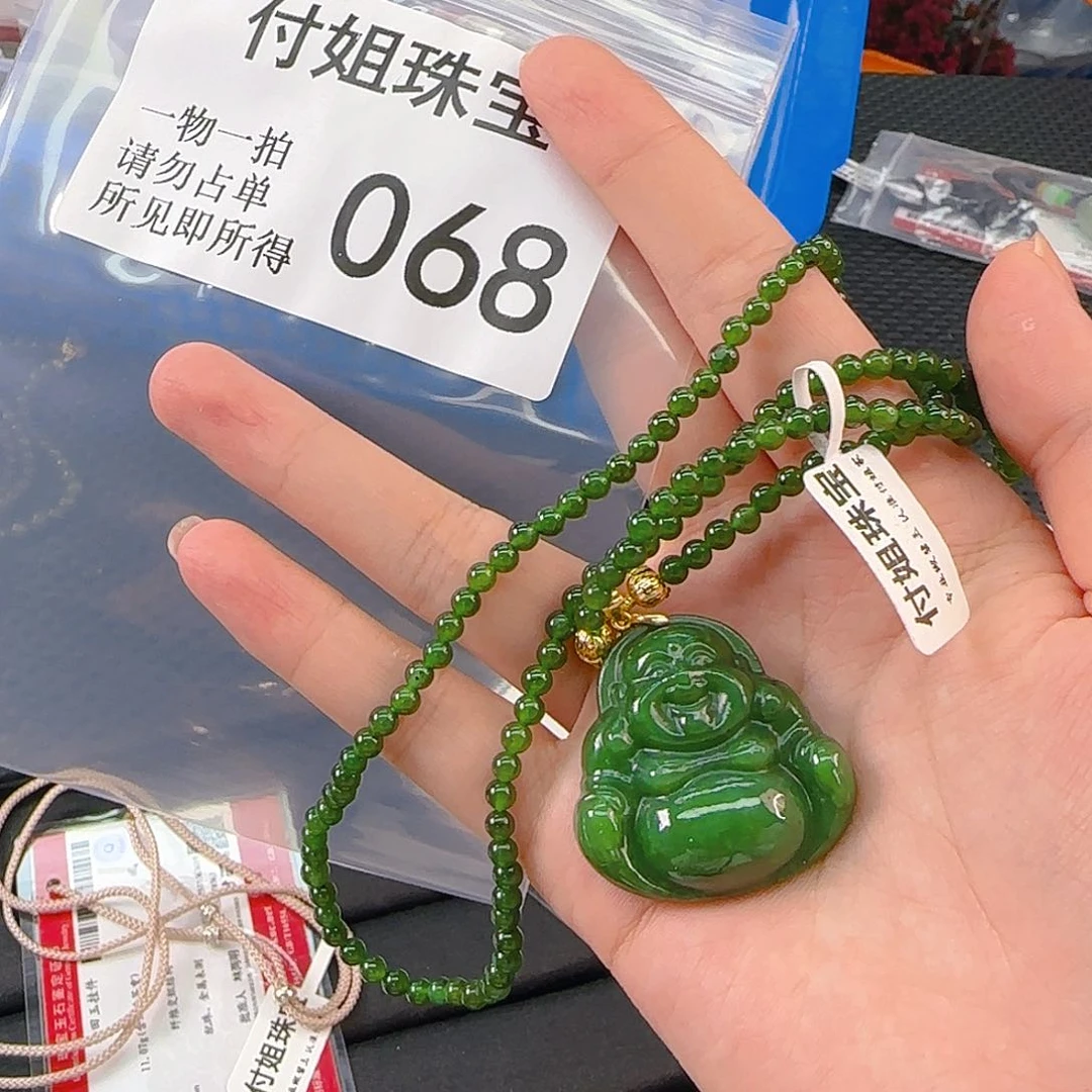 颈饰银S925镶嵌和田玉068号