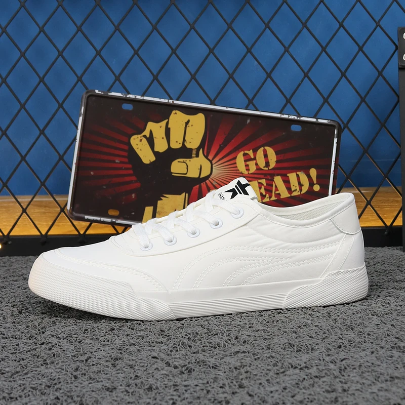 2025春季新款男士时尚小白鞋潮流低帮舒适一脚蹬低帮休闲帆布鞋男