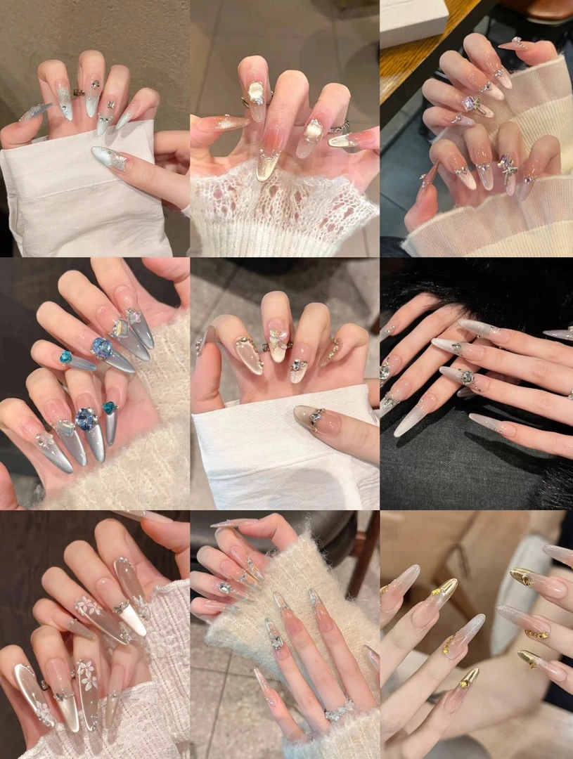 洋洋纯手工华钻轻奢小灌胶高级孤品穿戴甲（下单备注ID名字）5宠1