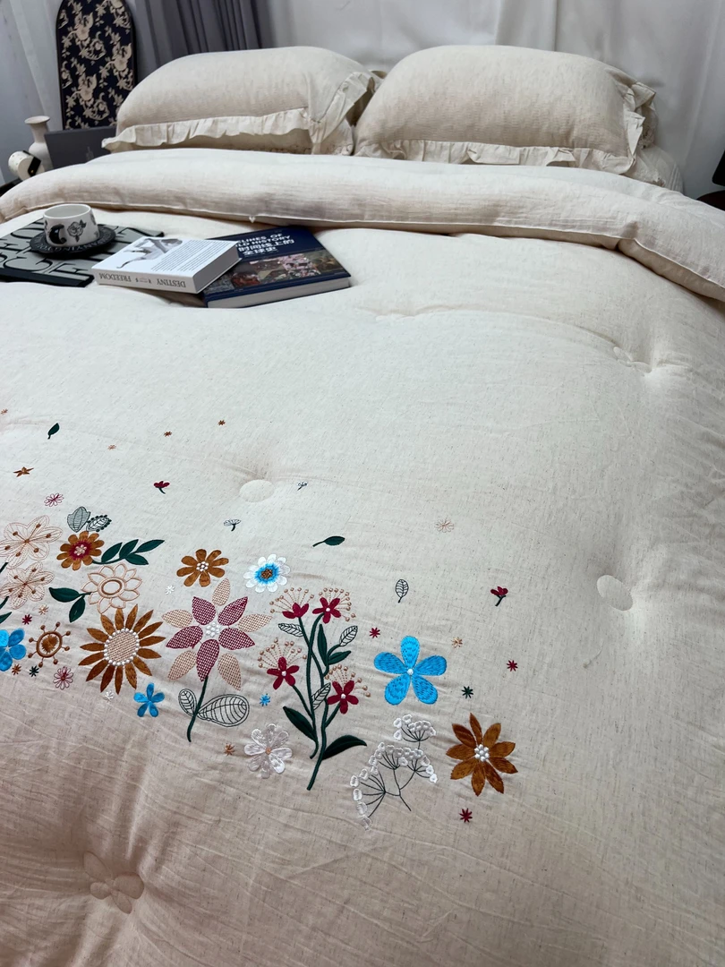 【南方生活】棉麻花边绣花冬被