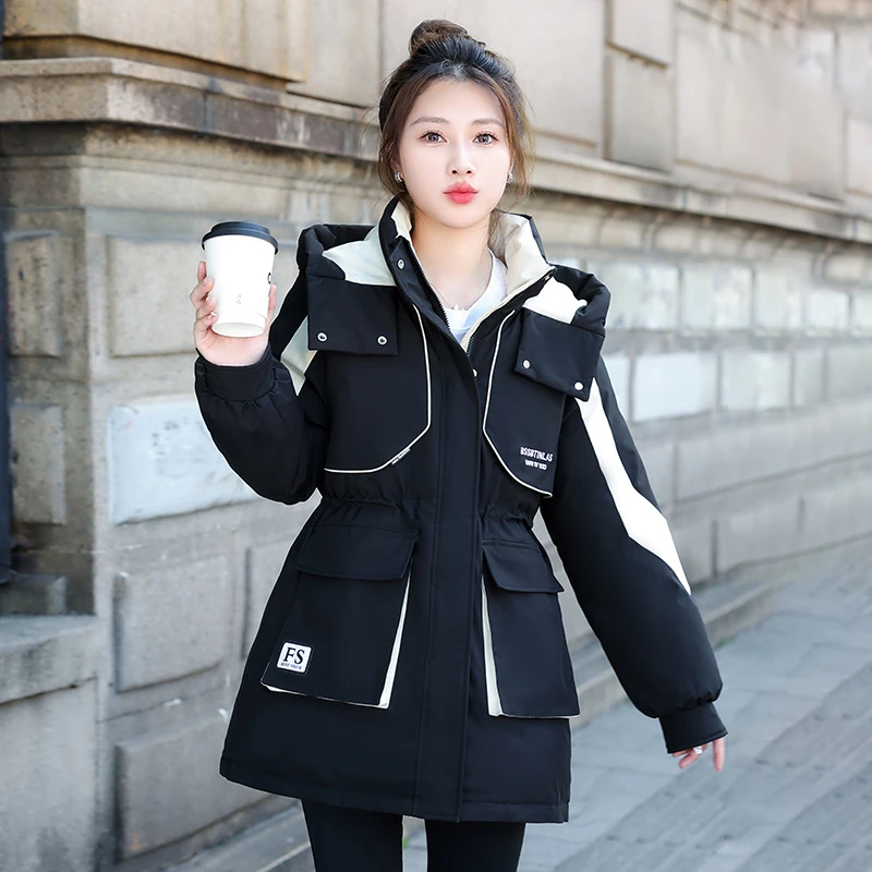 爆款棉服女中长款2025新款冲锋衣棉衣小个子冬季工装棉袄外套潮