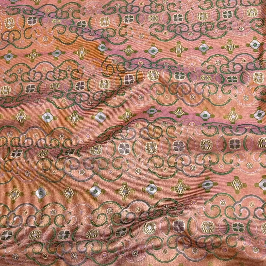 【张和才蜀沙锦】0.1米如意连扣银锭国风桑蚕丝蜀沙锦面料0.7米起拍