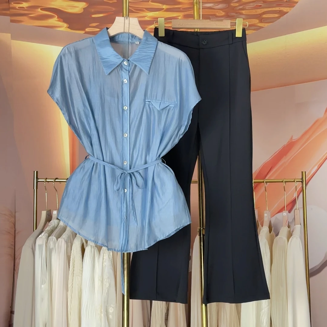 现货【RG339】设计师新款小衫法式时尚轻奢短袖显瘦优雅气质套装