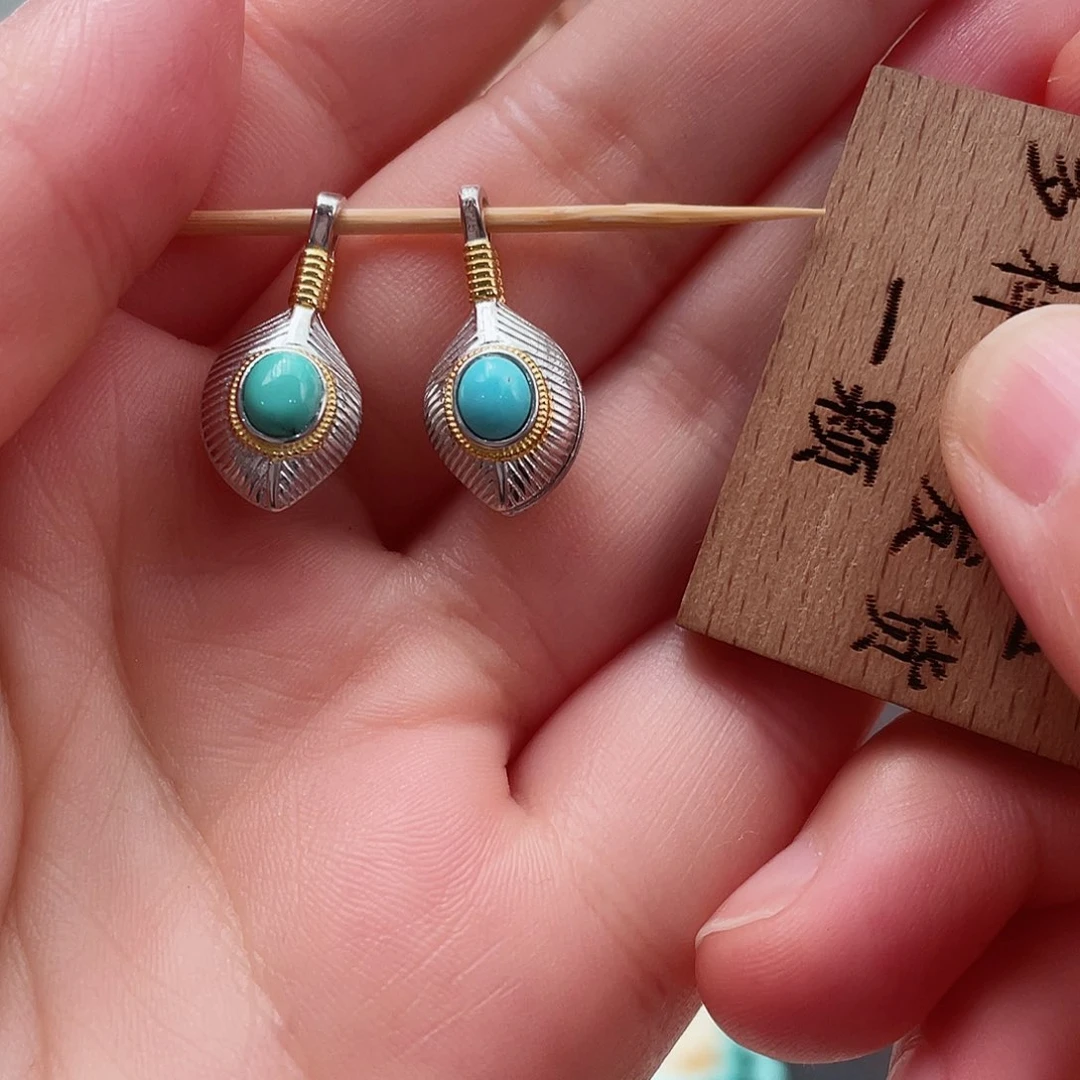 绿松石颈饰银S925镶嵌