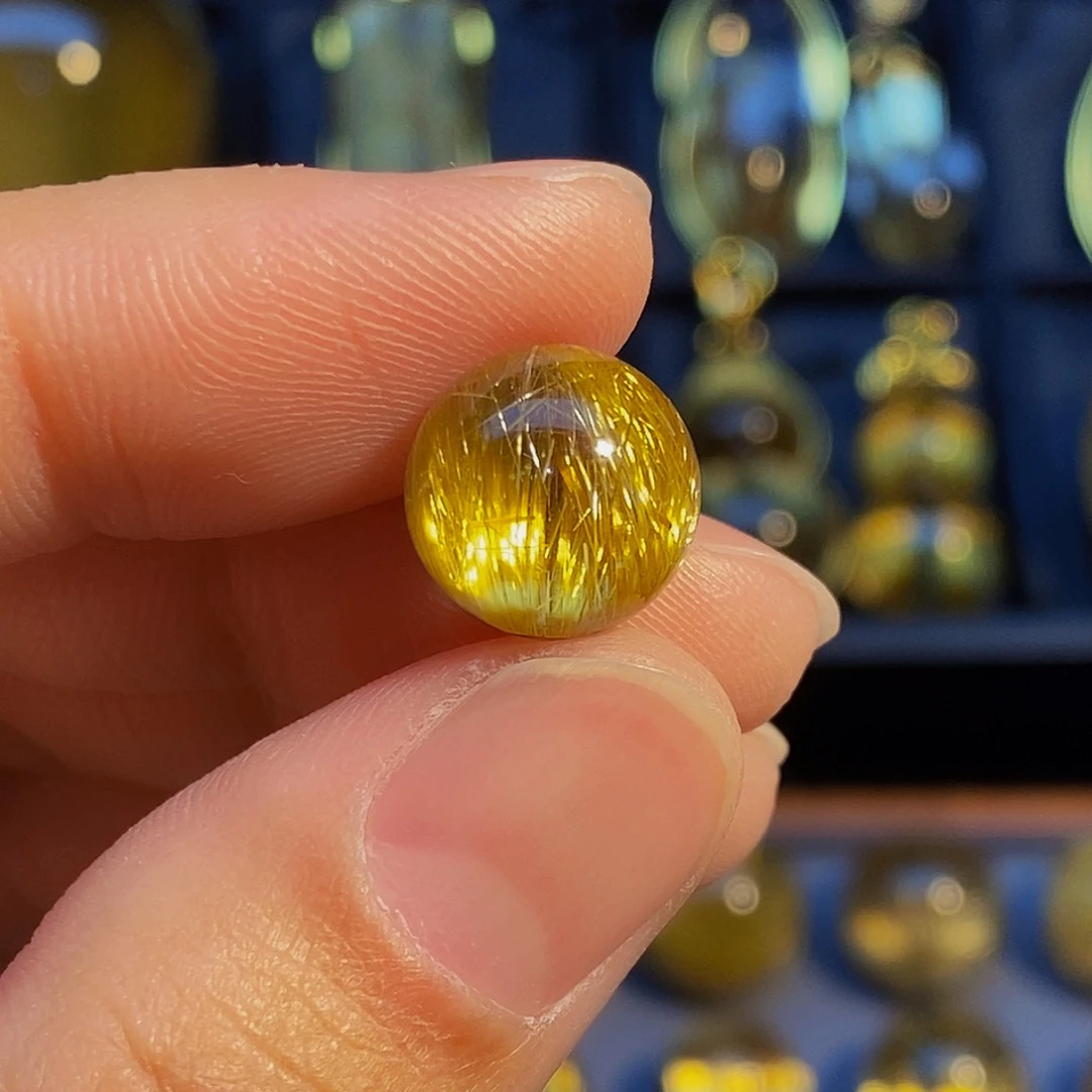 水晶珠宝半成品未镶嵌岚天然钛晶单珠直径12.3毫米