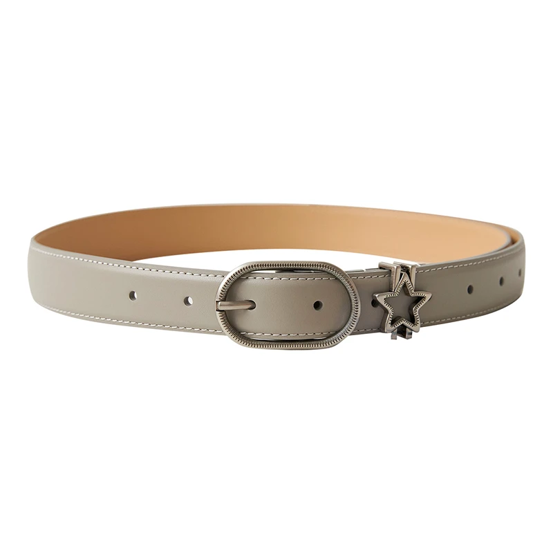 哥弟新款时尚简约百搭复古铜扣牛皮腰带服装配饰190027