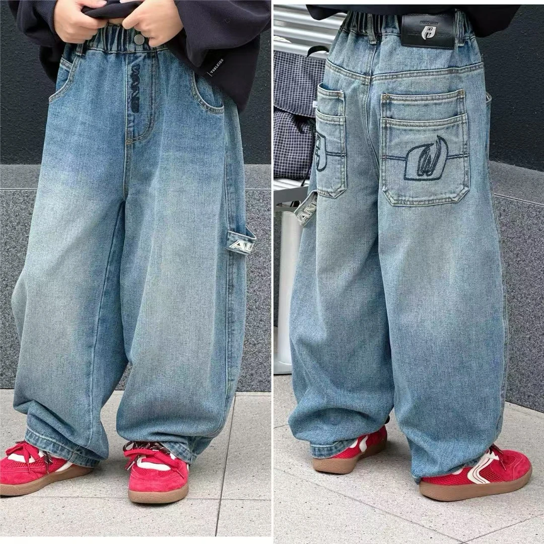 【嘟妈童装】男童秋新款牛仔裤2025中大童休闲长裤子6001