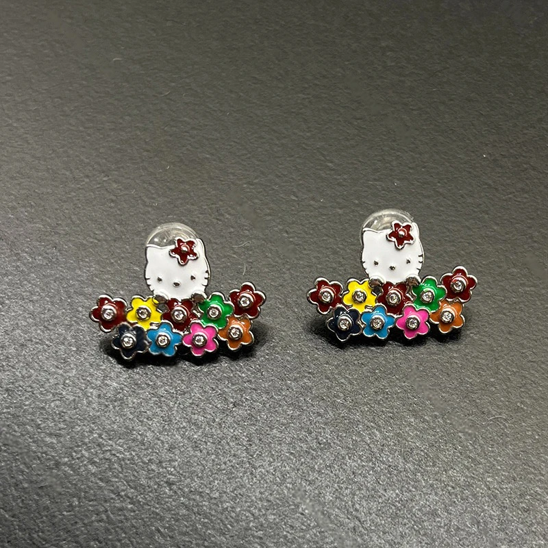 铜合金耳饰 韩版定制五彩KT耳钉1044