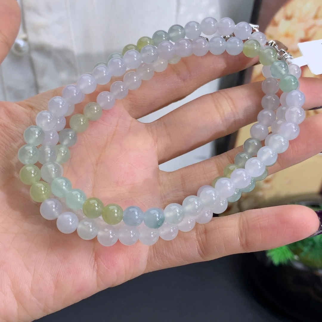 翡翠未镶嵌手串卡6冰胶马卡龙项链